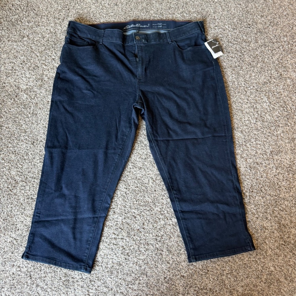 Eddie Bauer Curvy Crop Jeans Dark Wash Indigo Denim Womens 24W New With Tags